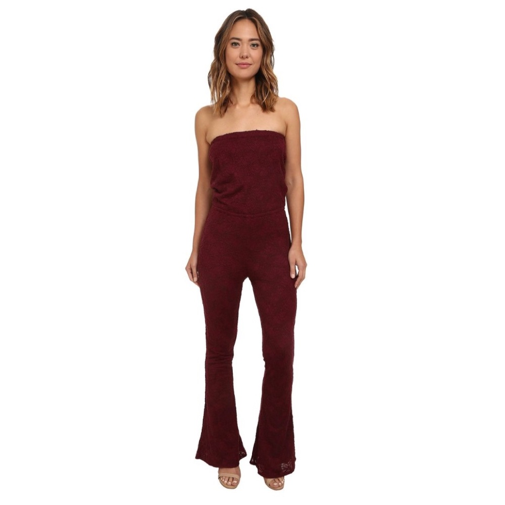Anthropologie Chaser Jumpsuit Strapless Flare leg